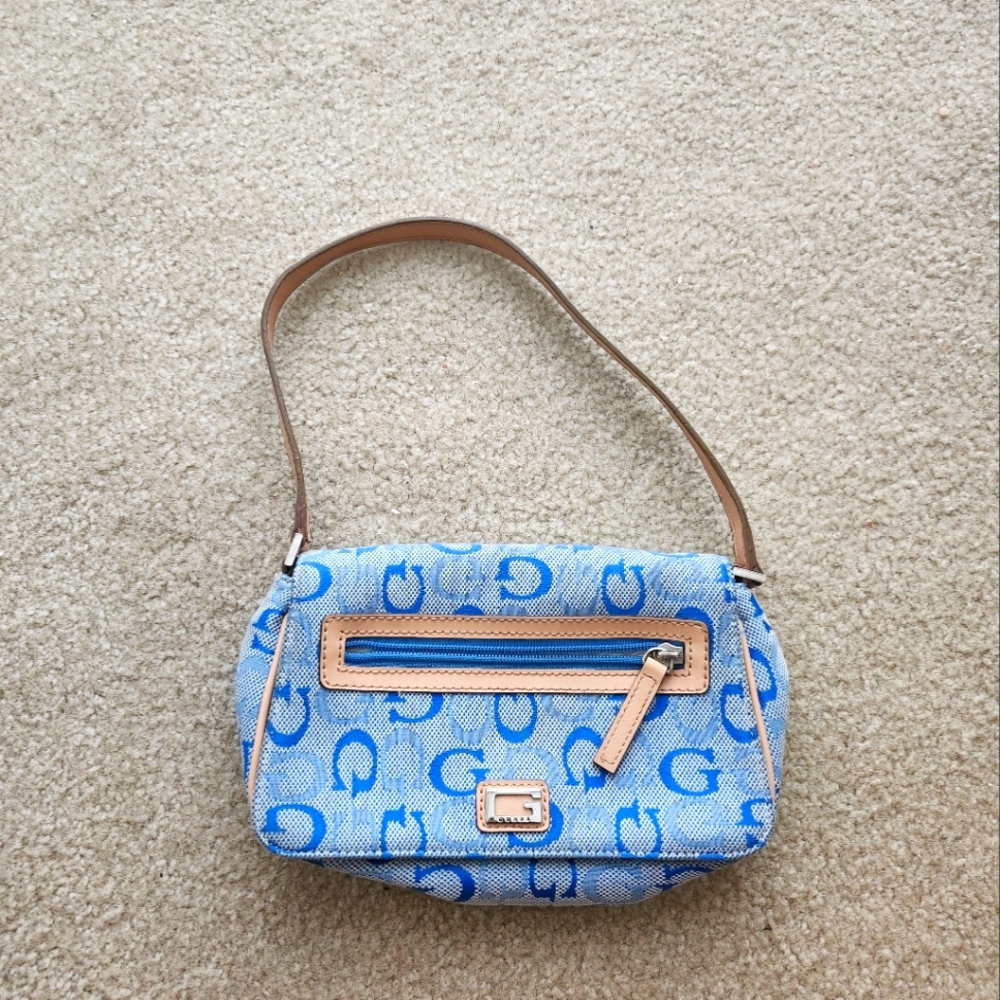 Vintage Guess Sholder Bag in Sky Blue and Nude